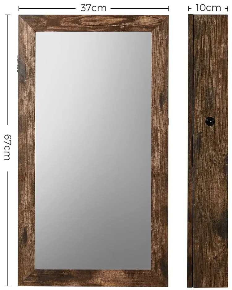 Industrialna szafka z lustrem na biżuterię zamykana na klucz M0-N16