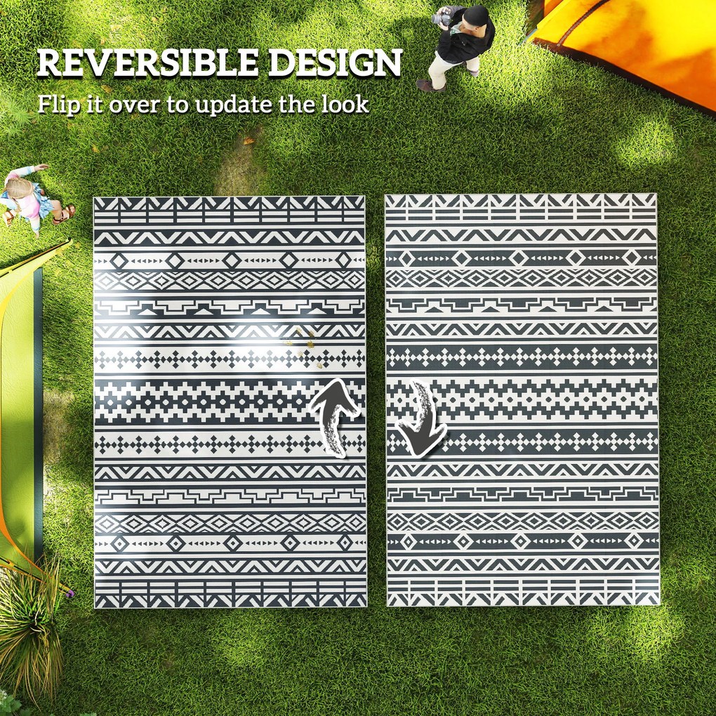 Outsunny Dywan zewnętrzny trwały i odporny na warunki atmosferyczne, dywan w stylu Boho do salonu, balkonu