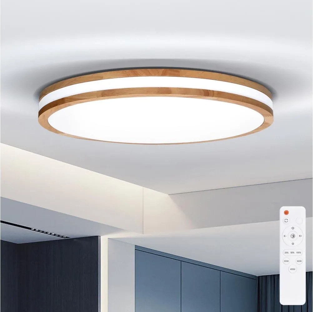 Brilagi-LED ściemnialna oprawa MOLINA LED/72W/230V 3000-6500K dąb śr. 78 cm + pilot