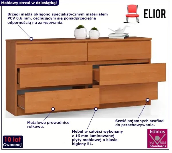 Komoda z szufladami do biura olcha - Kali 3X