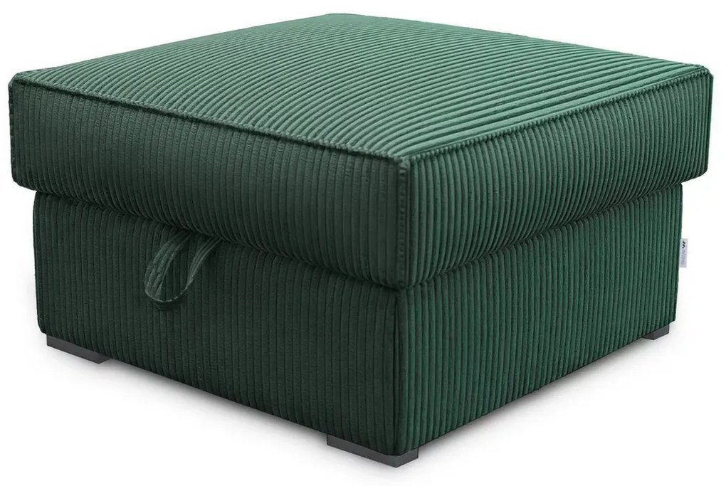 Ciemnozielona pufa SMART COSARO z miejscem do przechowywania 65x65 cm