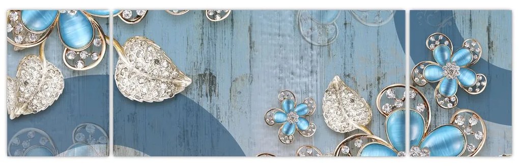 Obraz - Niebieskie kwiaty (170x50 cm)