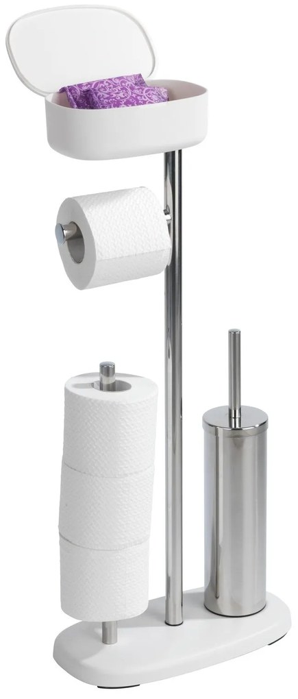 Stojak na papier i szczotkę wc z półką i koszem RIVAZZA, 4w1, WENKO