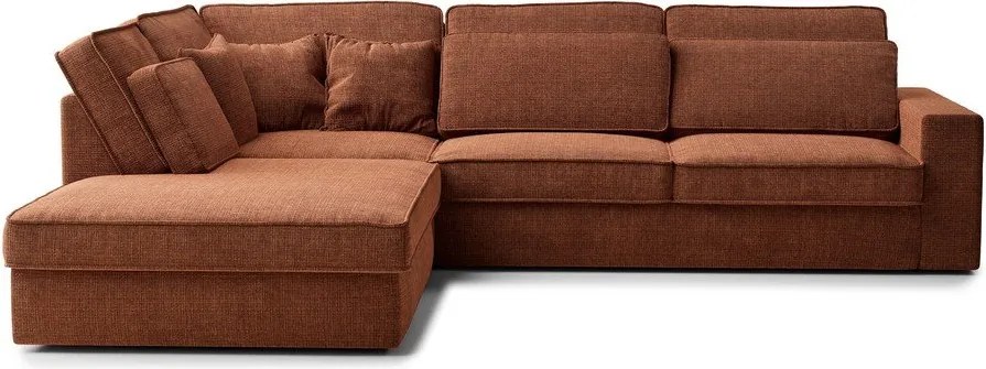 Narożnik z tkaniny szenilowej (lewostronny/w kształcie litery L) w kolorze miedzi Kirou – Maison de Rêve