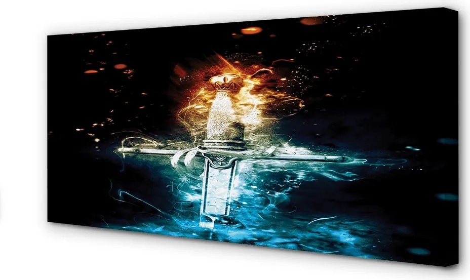 Zdjęcie na płótnie Miecz w Kolorowych Dymach