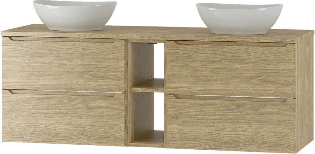 Zestaw do Łazienki 140cm Szafka Regał Blat Umywalka Dąb Olejowany Etna