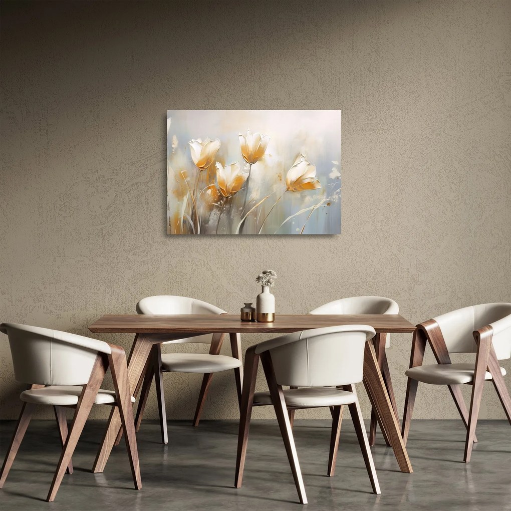Obraz na szkle - Malowanie tulipanów (70x50 cm)
