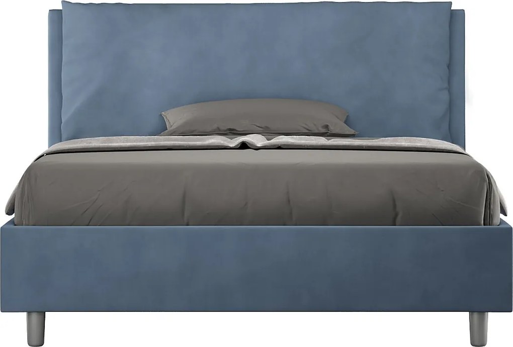 Łóżko bez stelaża tapicerowane 140x200 microfibra niebieski Antea Large
