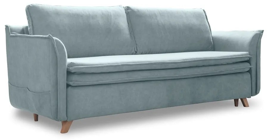 Jasnoniebieska aksamitna rozkładana sofa 225 cm Charming Charlie – Miuform