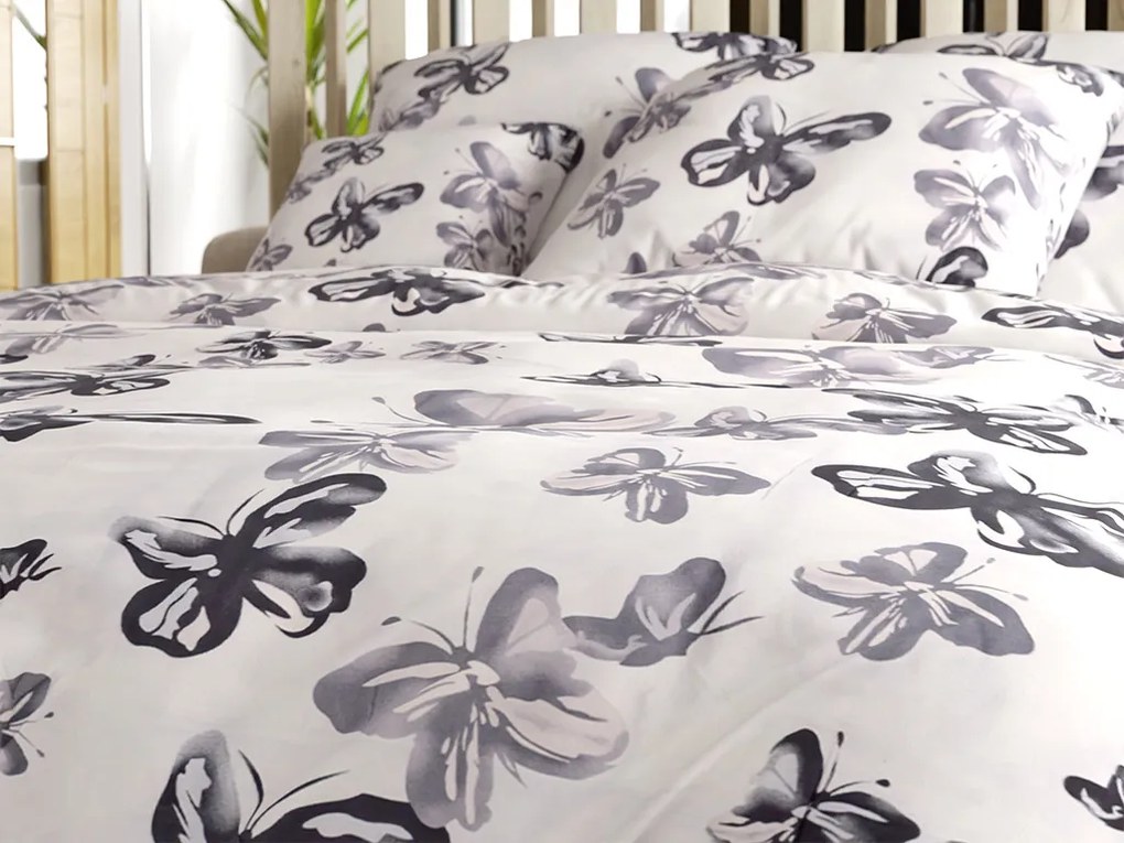 PrzytulneMieszkanie.pl PrzytulneMieszkanie.pl Pościel z mikrofibry BLACK BUTTERFLY kremowa Rozmiar pościeli: 2 szt 70 x 80 cm | 160 x 200 cm