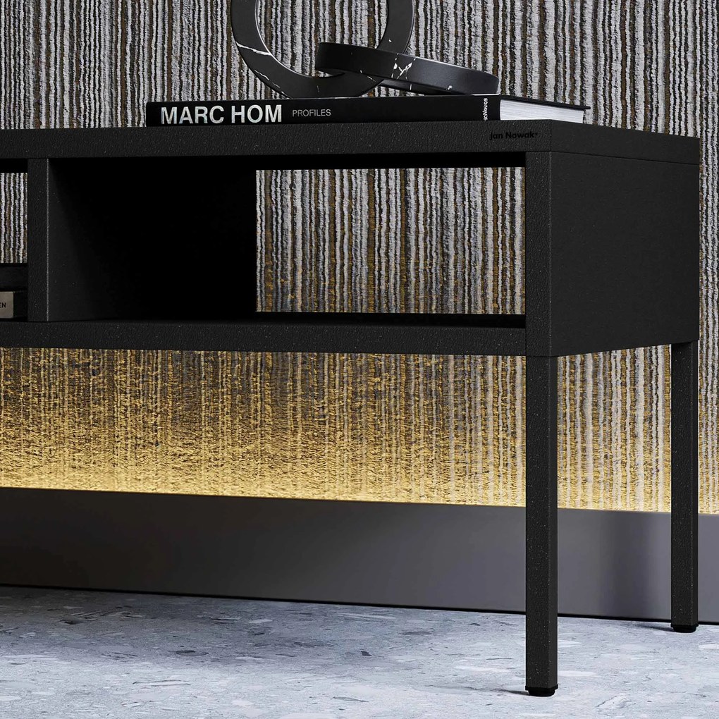 Stolik kawowy metalowy prostokątny czarny, 900x450x450 mm: MATTEO