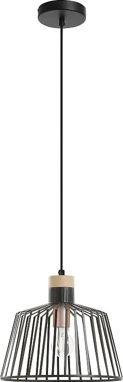 Lampa sufitowa BAGUET w nowoczesnym stylu - wys. 120 cm x g?. ø30 cm - E27 42W - ip20 - stal i drewno - czarny