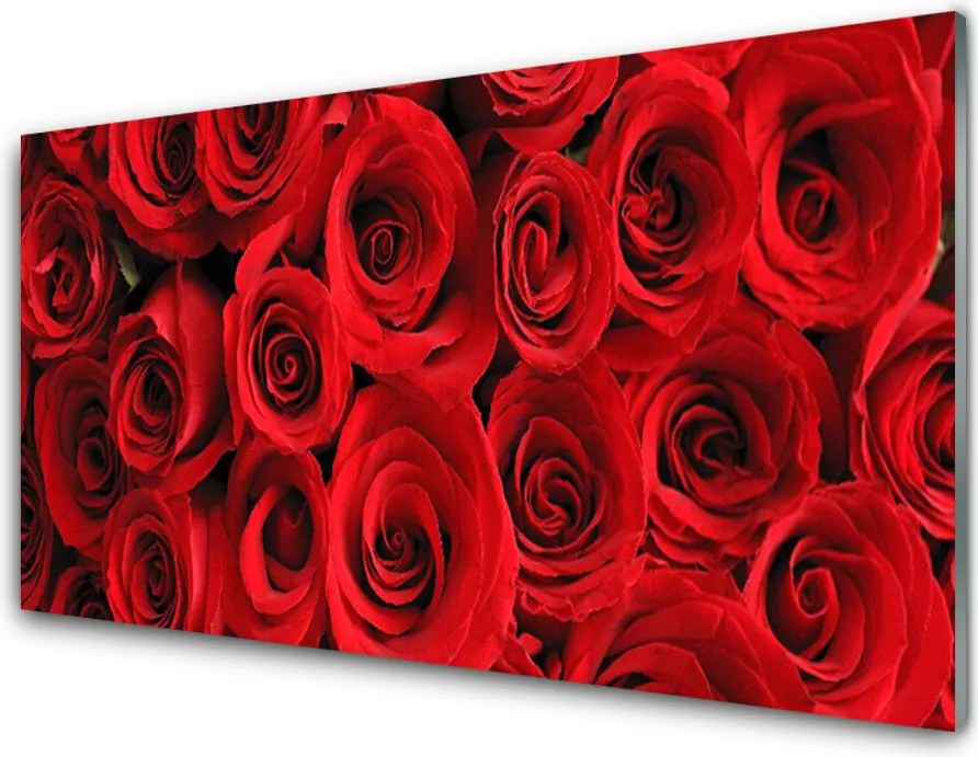 Szkło do Kuchni na Ścianę Bukiet Świeżych Róż