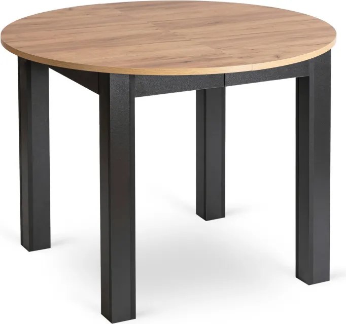 Stół Okrągły Rozkładany HARRY 102-142 cm Dąb Craft/Czarny Nowoczesny