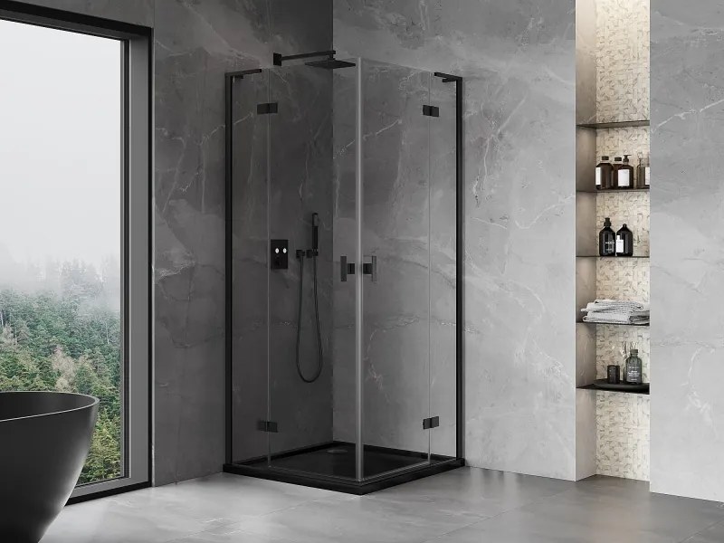Mexen Mist-H L Duo kabina prysznicowa uchylna 120 x 120 cm, transparent, czarna - 8A5L-120L-120P-70-00