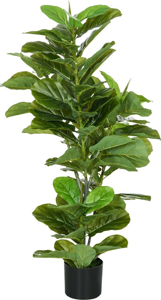 HOMCOM Sztuczna roślina Ficus, 110 cm wysokości z 90 liśćmi &amp; donicą do salonu | Aosom PL