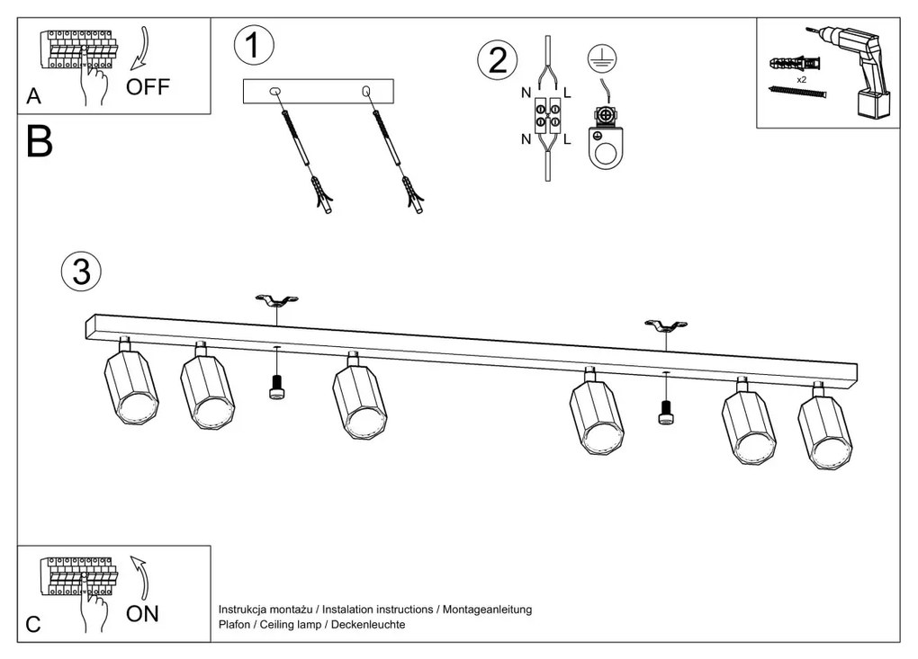 Listwa oświetleniowa ZEKE 6 dębowa SOLLUX LIGHTING