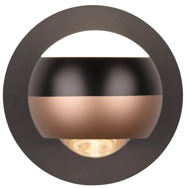 Kinkiet LED w czarno-miedzianym kolorze ø 10 cm Orbit – Trio Select