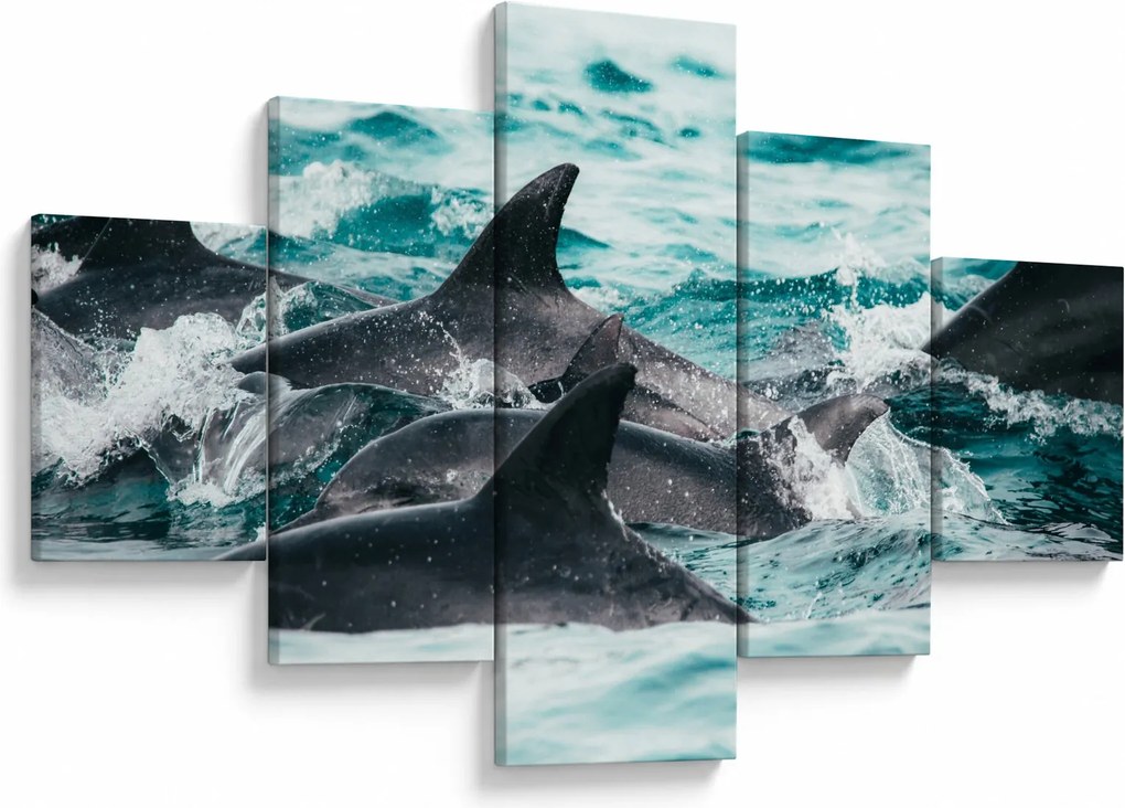 Obraz - Delfiny w oceanie (125x70 cm)