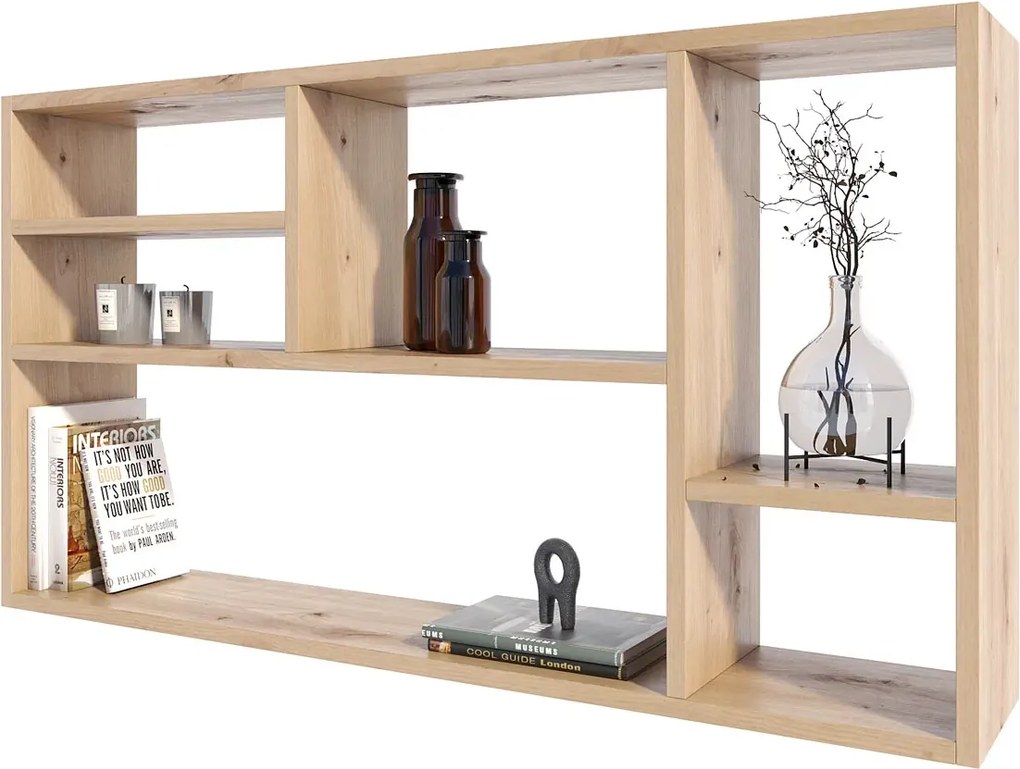 6 Komorowa Półka Regał Wiszący Dąb Artisan S7-W69