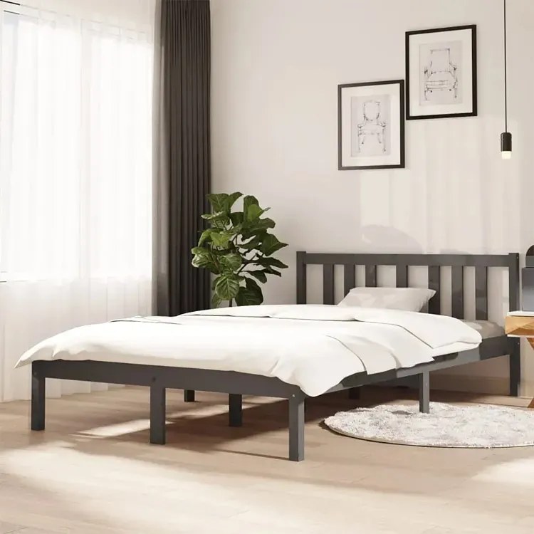 Szare łóżko z litego drewna 120x200 cm - Carla 4X