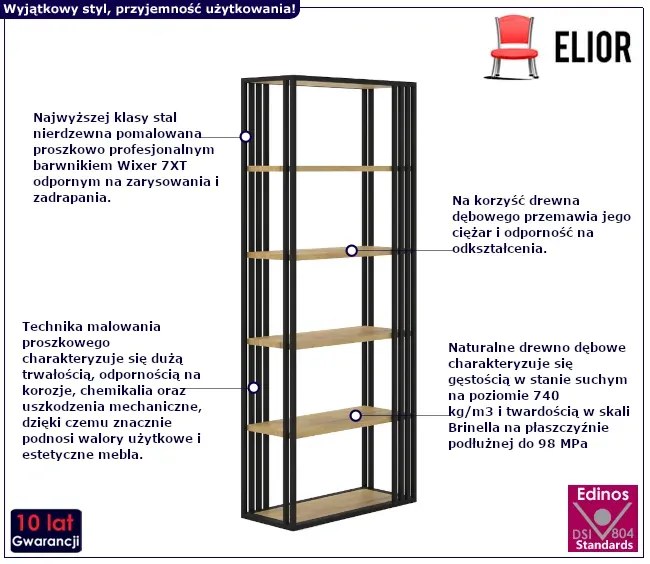 Regał na książki z drewna dębowego - Laconi