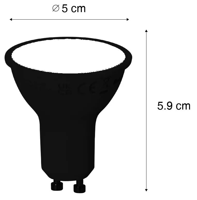 Zestaw 5 Inteligentna ściemnialna lampa LED GU10 czarna 7W 600 lm 3000K