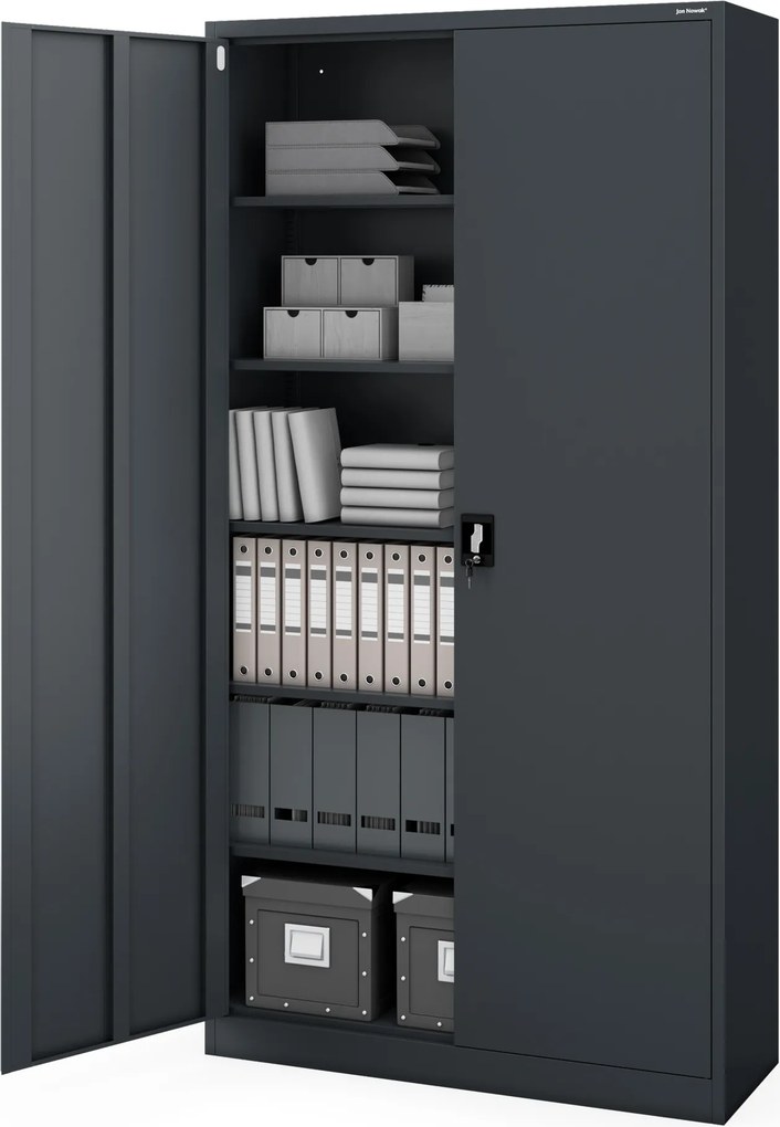 Szafa biurowa metalowa wysoka antracytowa, 1150x2200x400 mm: : JAN II H2200