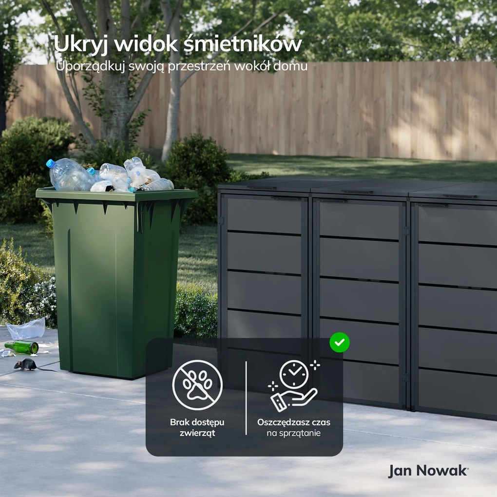 Zabudowa śmietnikowa 240L trzykomorowa, antracyt