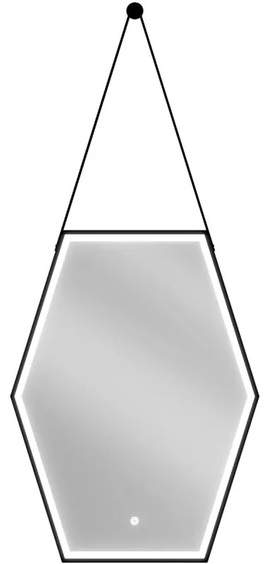 Mexen Orla lustro łazienkowe podświetlane 60 x 80 cm, LED 6000K, antypara, rama czarna - 9815-060-080-611-70