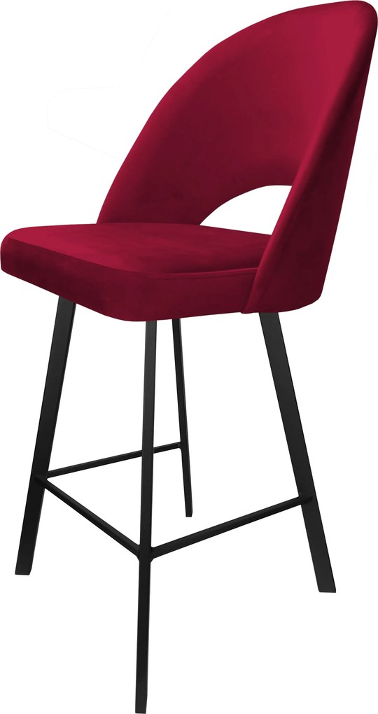 Hoker POLO krzesło barowe tkanina Welur podstawa metalowa hoker do kuchni : Kolor nogi - Czarna profil, Kolor tkaniny - VELVET - MG31, Typ siedziska - Siedzisko stałe