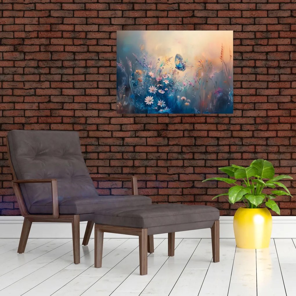 Obraz - Łąka z motylem (70x50 cm)