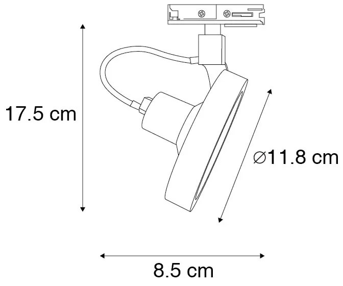 Reflektor szynowy 1-fazowy czarny - Go
