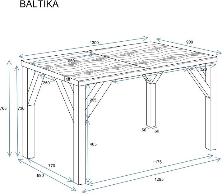 Stół Baltika 185 rozkładany od 130 do 185 cm kaszmir