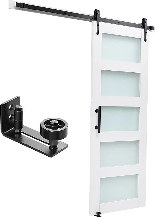 Drzwi Stodoly Przesuwne SucceBuy, 76.2 x 213.4 cm, z Płyty MDF, Zestaw Drzwi Przesuwnych z Zestawem Okuć, Powierzchnia z Wodoodpornego PVC
