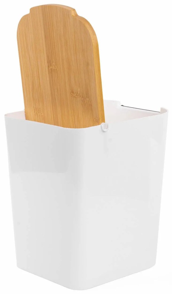 Kosz łazienkowy BAMBOU z bambusową pokrywą, 5 L