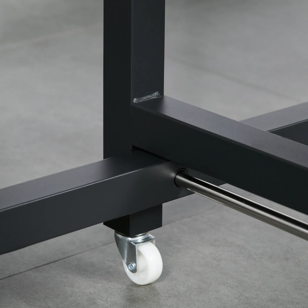 HOMCOM Składany stół jadalny, Stół industrialny, składany, metalowy i drewniany, oszczędzający miejsce, Brązowy