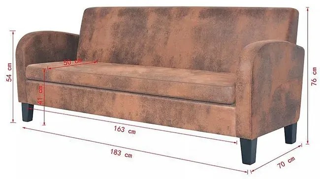 Trzyosobowa sofa Mayor 3X - brązowa