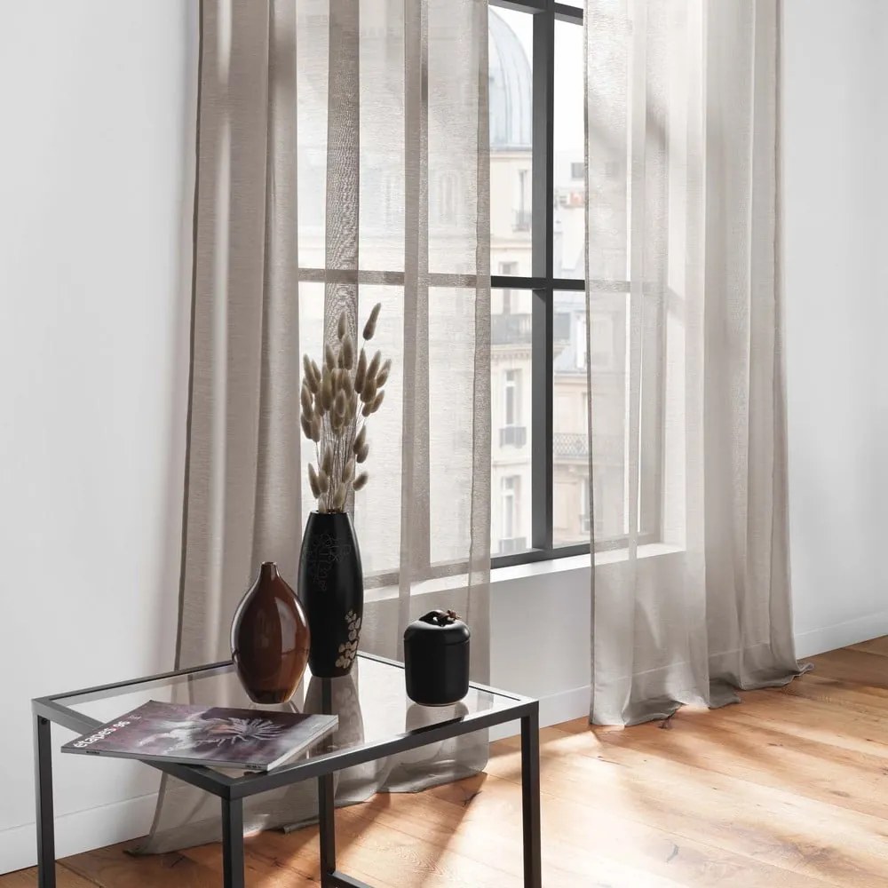 Brązowa firanka z woalu 140x240 cm Lissea – douceur d'intérieur