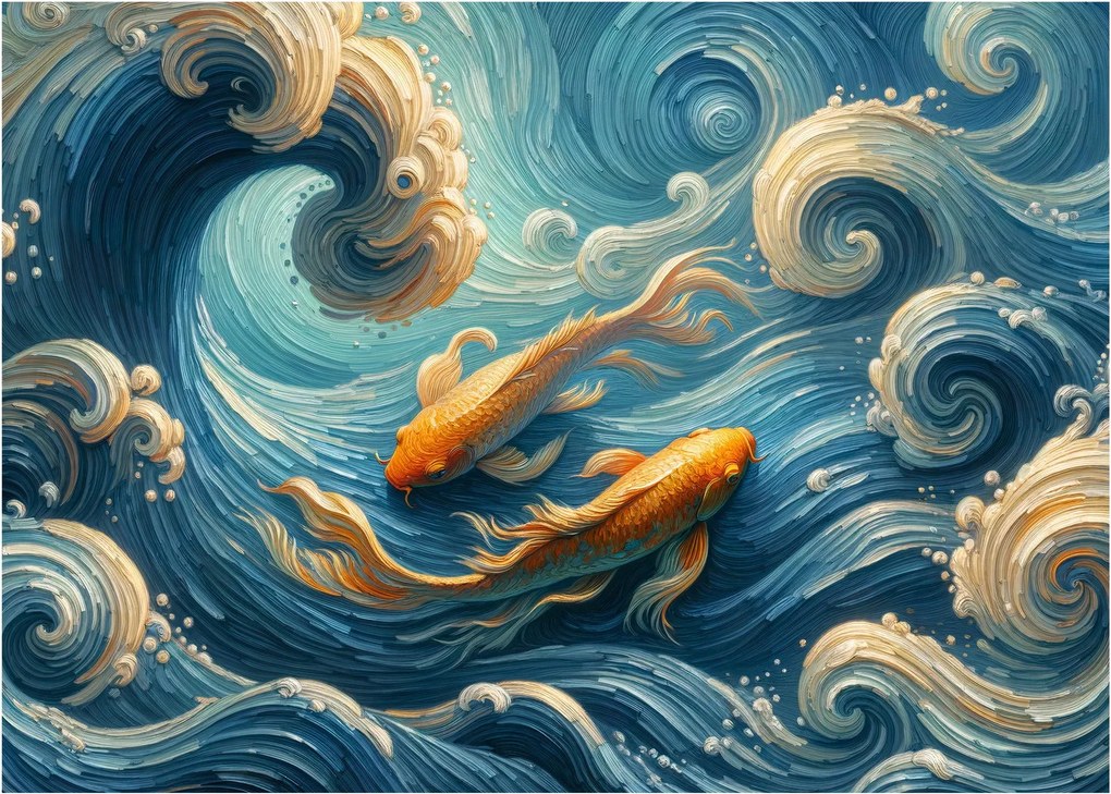 Obraz - Złote rybki (70x50 cm)