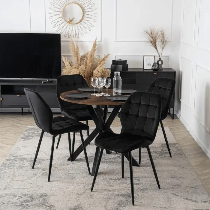 Stół Okrągły LAUREN 80 cm Dąb Rustykalny/Czarny Loft Nowoczesny