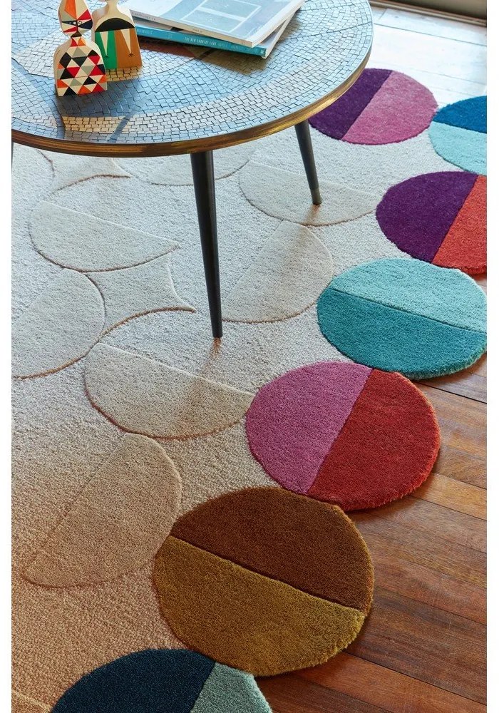 Beżowy wełniany dywan tkany ręcznie 120x170 cm Mia Textured Scallop – Flair Rugs