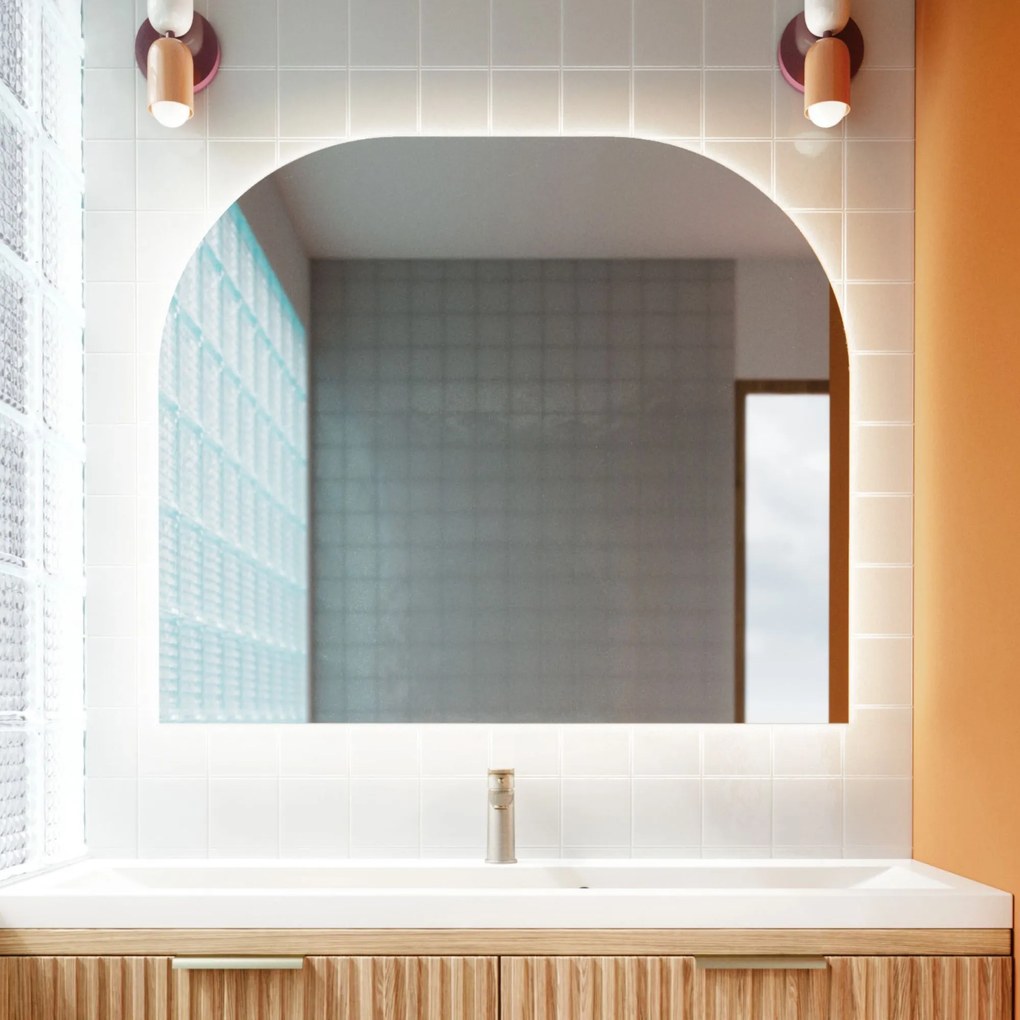 Lustro portalowe z podświetleniem ARCH Pure LED | Różne rozmiary | Różne kolory : Kolor tafli szkła - Brąz, Rozmiar - 120 x 100,5 cm