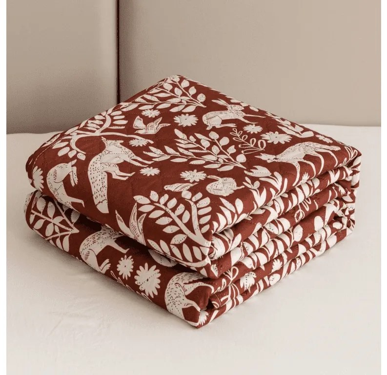 Narzuta na łóżko FOREST ANIMALS, brązowy Rozmiar: 170 x 210 cm