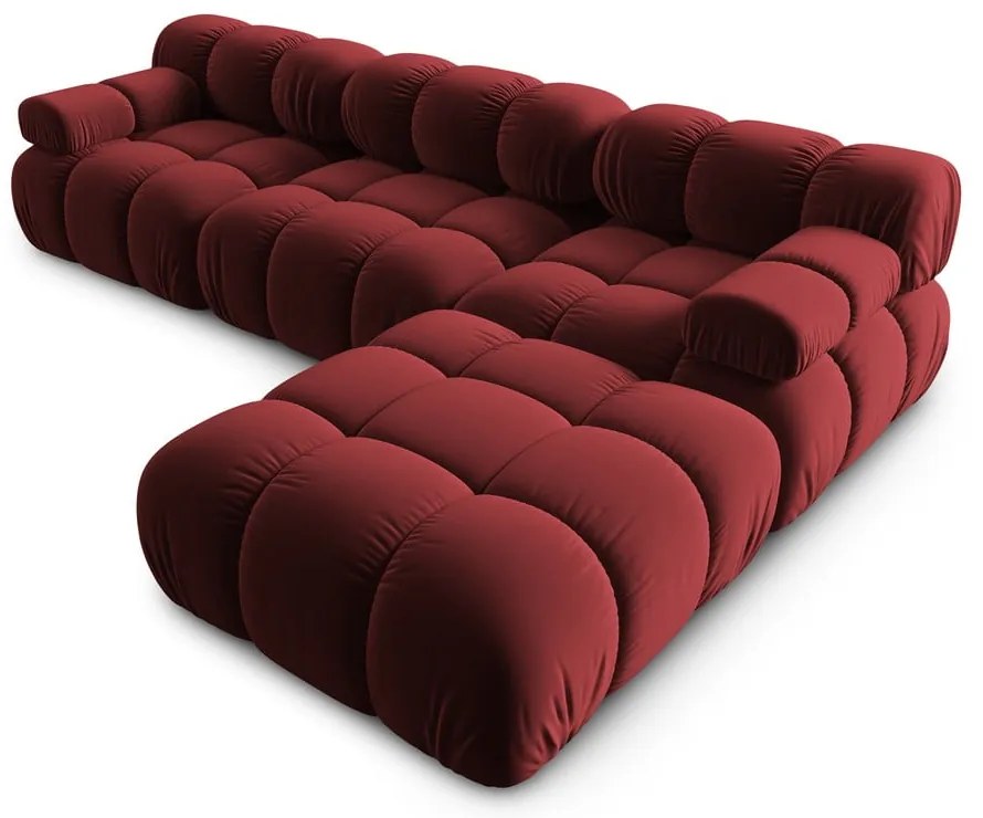Czerwony aksamitny narożnik Bellis – Micadoni Home