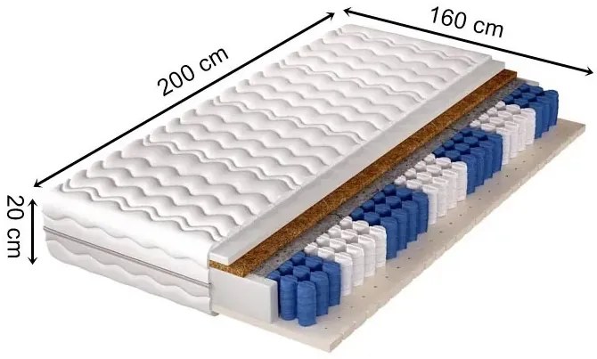 Kieszeniowy materac z lateksem i kokosem 160x200 - Glover