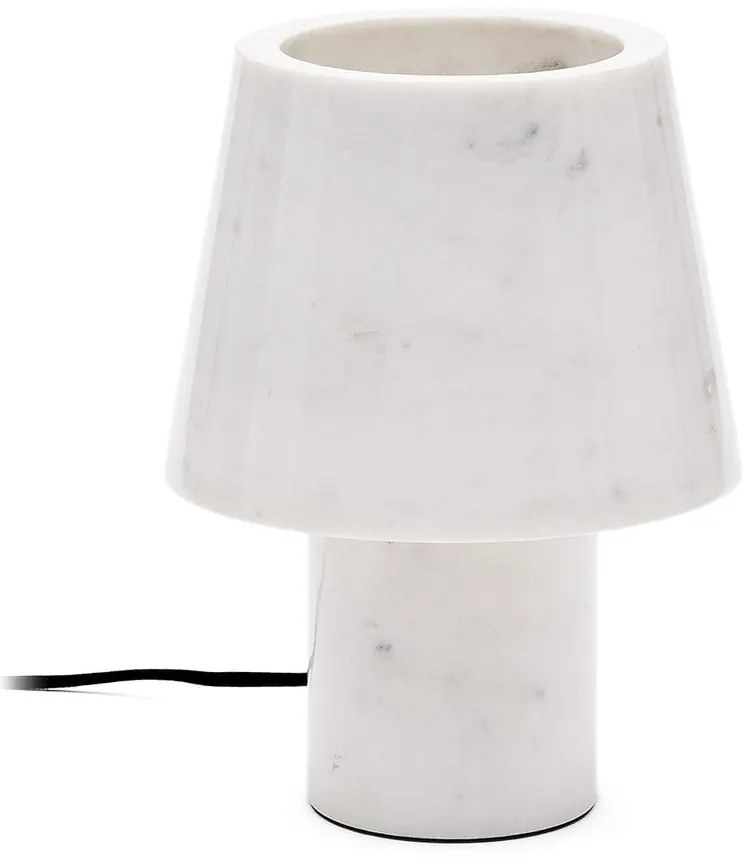 Marmurowa lampa stołowa w kolorze kości słoniowej z marmurowym kloszem (wysokość 27 cm) Alaro – Kave Home