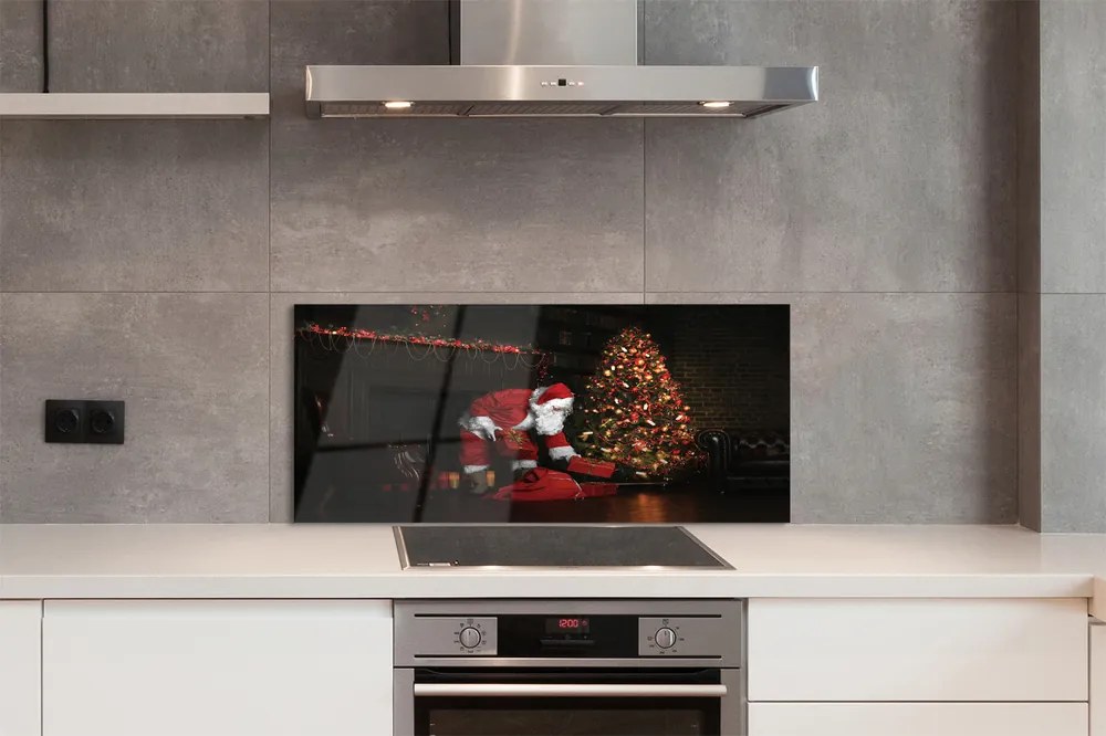 Panel szklany do Kuchni Święty Mikołaj przy Choince