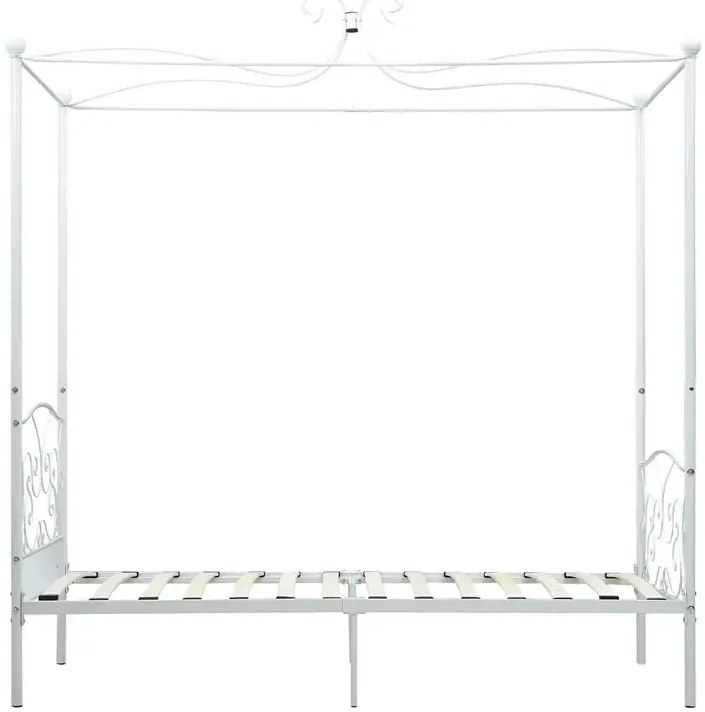 Białe rustykalne łóżko z baldachimem 90x200 cm - Ifrexi