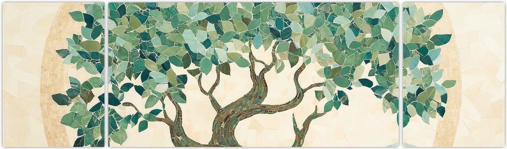 Obraz – Elegancka mozaika z drzewem (170x50 cm)